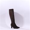 Paul Green Mid Heel Pointed Long Boot - Mocca Suede
